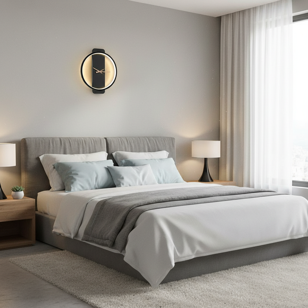 AuraTime | Moderne Minimalistische Wanduhr mit LED-Licht
