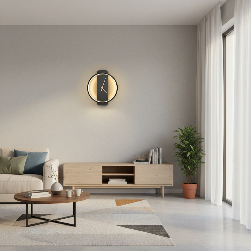 AuraTime | Moderne Minimalistische Wanduhr mit LED-Licht