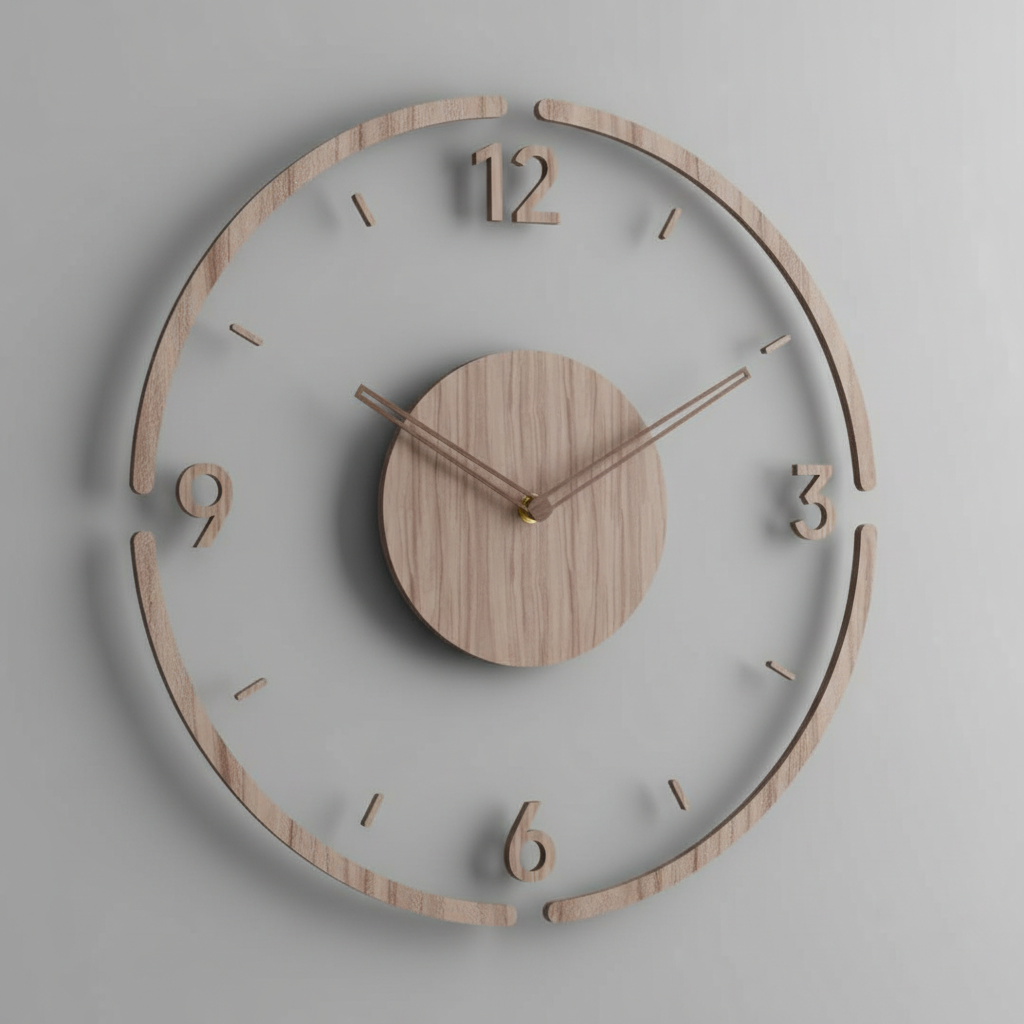 Clocky | Wanduhr Holz Modern 35 cm Lautlos